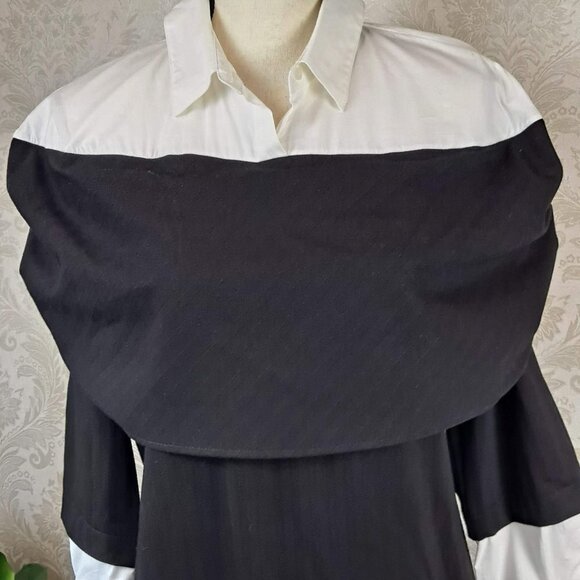 Colleen Lopez Size Large Black and White Dress with Faux Wrap and Sleeves EUC - Picture 3 of 15